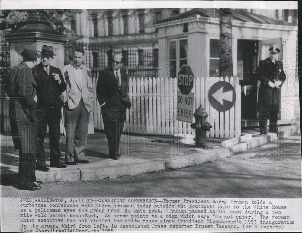 1958 Press Photo Former President Truman at Conference - Historic Images