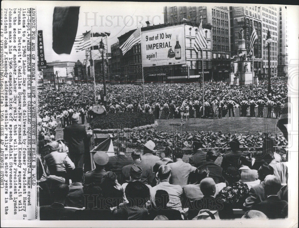 1948 Press Photo Crowd President Harry S. Truman Speech - Historic Images