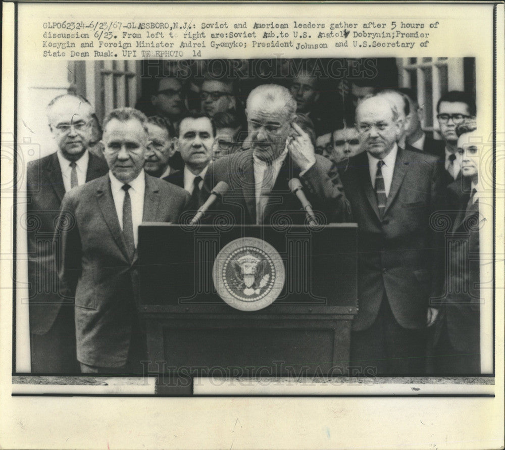 1967 Press Photo President Johnson Rusk Soviet Leaders - Historic Images