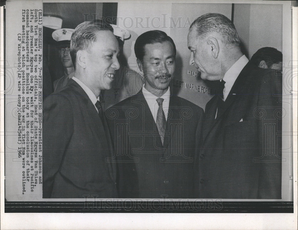 1966 Press Photo Pres. Johnson and S. Vietnam&#39;s Offical - Historic Images