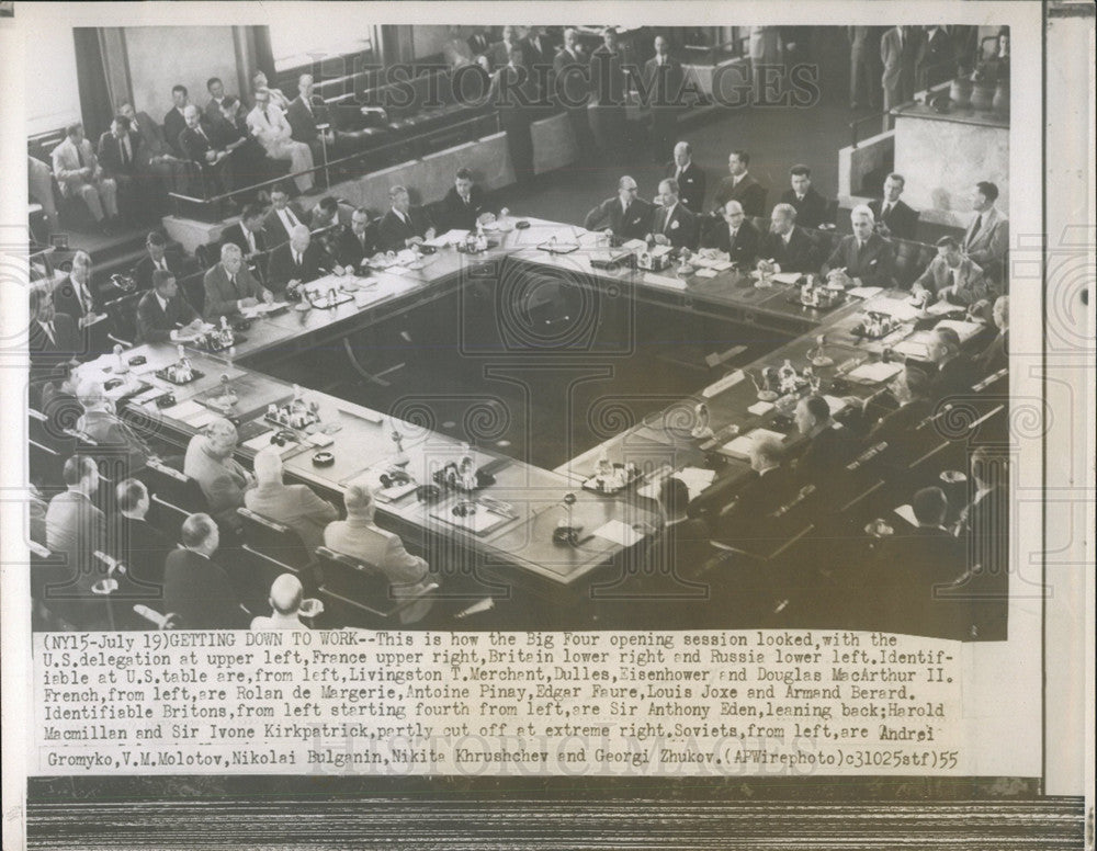 1955 Press Photo US Delegation Getting Down To Work - Historic Images