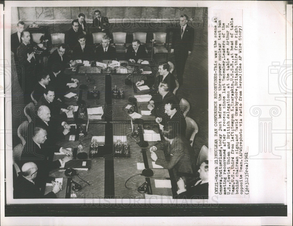 1961 Press Photo Nuclear Test Ban Conference Geneva - Historic Images