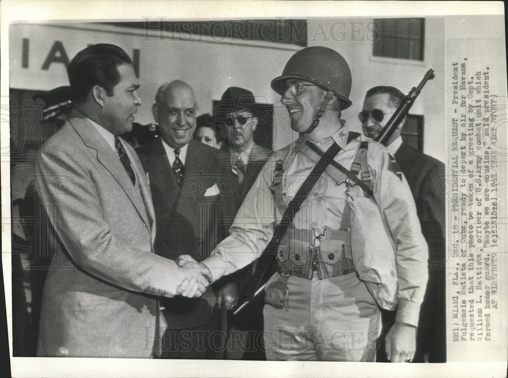 1942 Press Photo President Fulgenoio Batista of Cuba - Historic Images