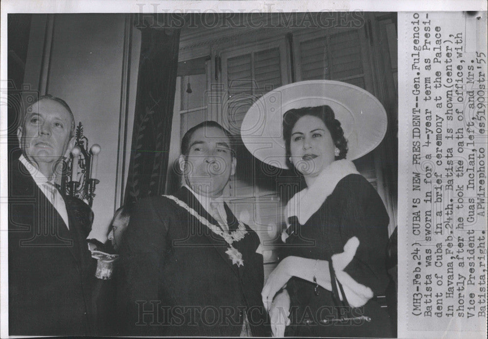1955 Press Photo Gen. Fulgencio Batista Sworn In - Historic Images