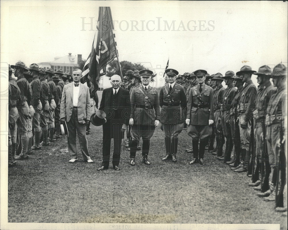 1928 Press Photo Secretary Kellogg reviews Camp - Historic Images