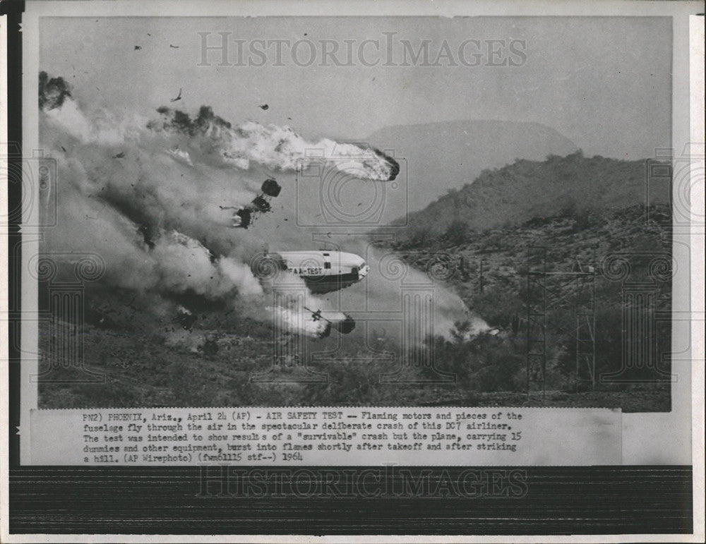 1964 DC7 Airliner Safety Test Crash Phoenix - Historic Images