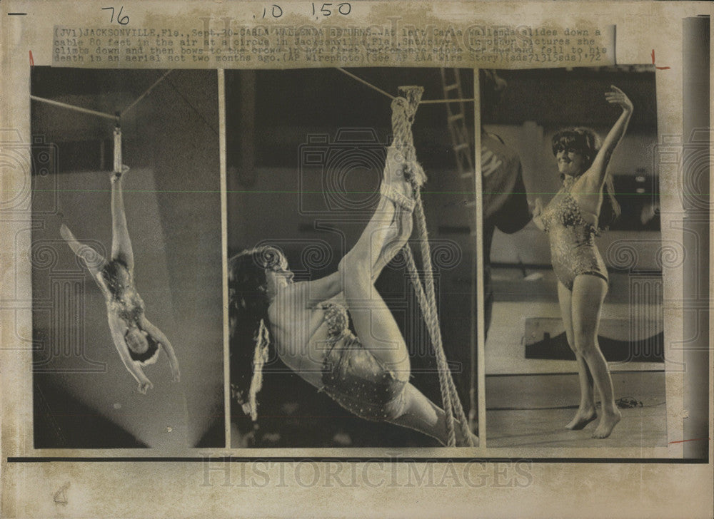 1972 Press Photo Carla Wallenda Daredevil Circus - Historic Images