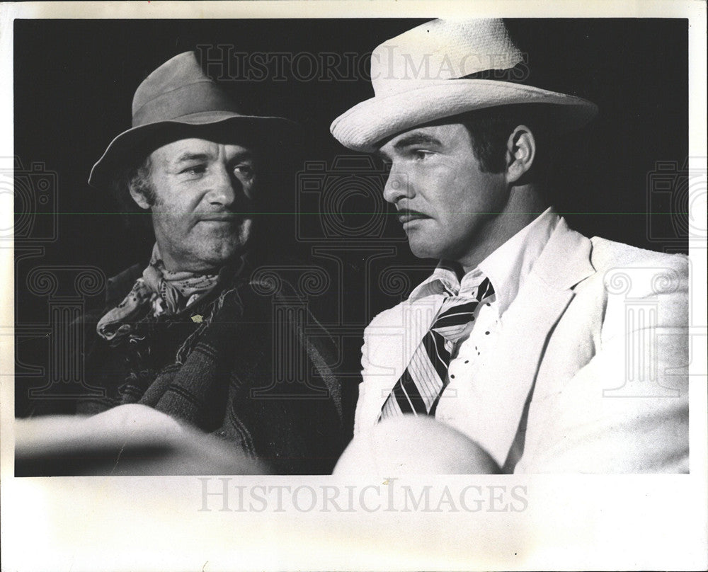 1976 Press Photo Gene Hackman Burt Reynolds Lucky Lady - Historic Images