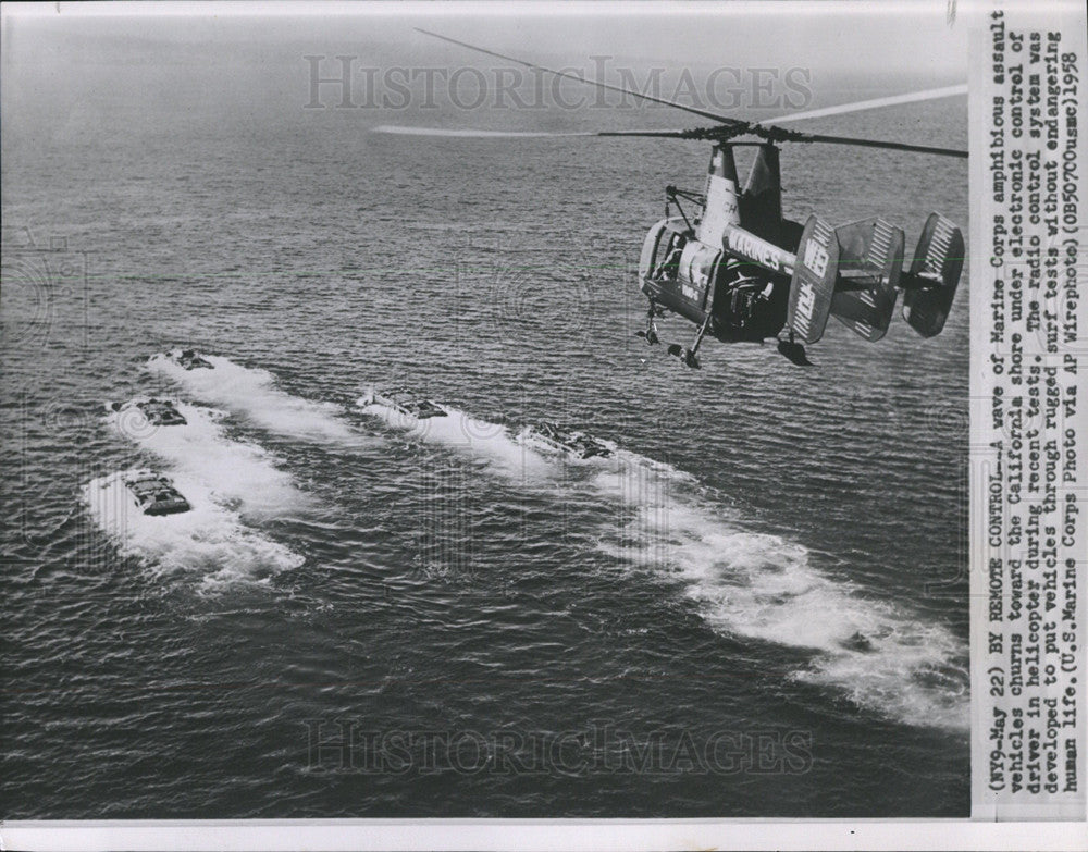 1958 Press Photo Marine Amphibious Assault Testing - Historic Images