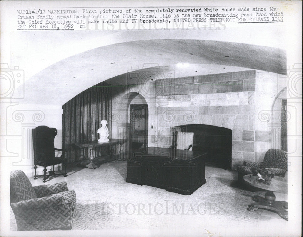 1952 Press Photo Interior White House Office Lounge - Historic Images