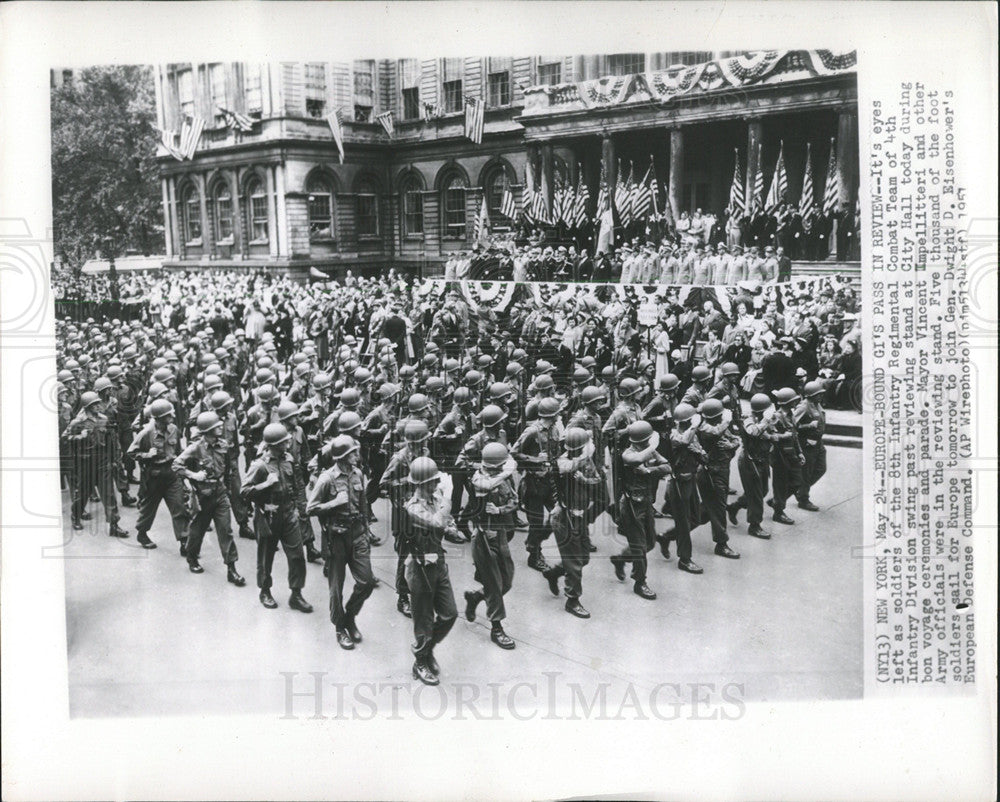 1951 Press Photo Army Troops Parades New York - Historic Images