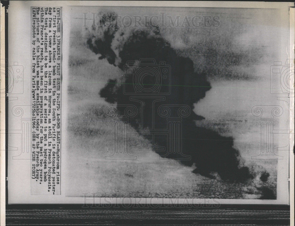 1966 Press Photo France A Bomb Blast - Historic Images