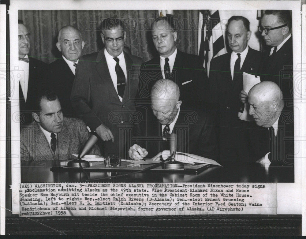 1958 Press Photo ALASKA PRESIDENT EISENHOWER RICHARD - Historic Images