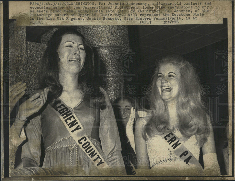 1972 Press Photo Jeannie Zadronzny University Pittsburg - Historic Images