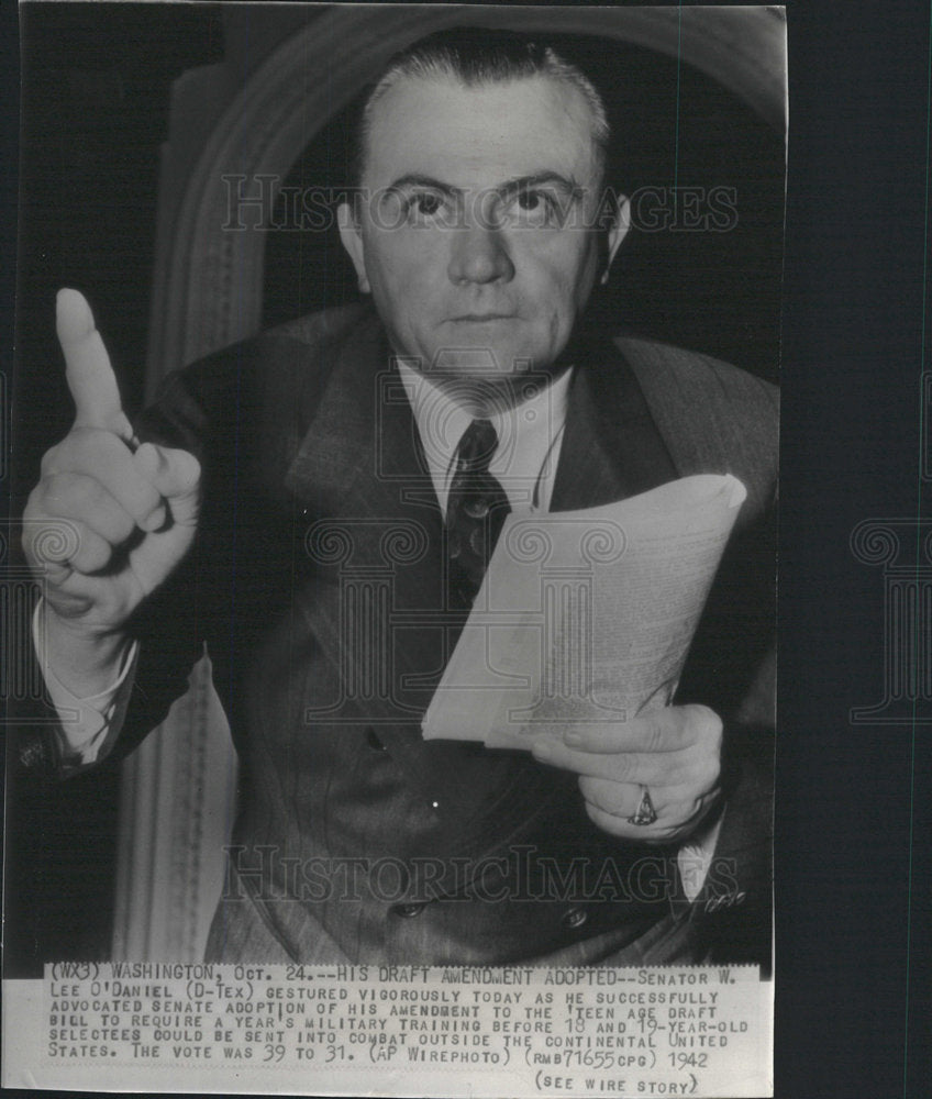 1942 Press Photo Senator Lee O&#39;Daniel Gestured - Historic Images