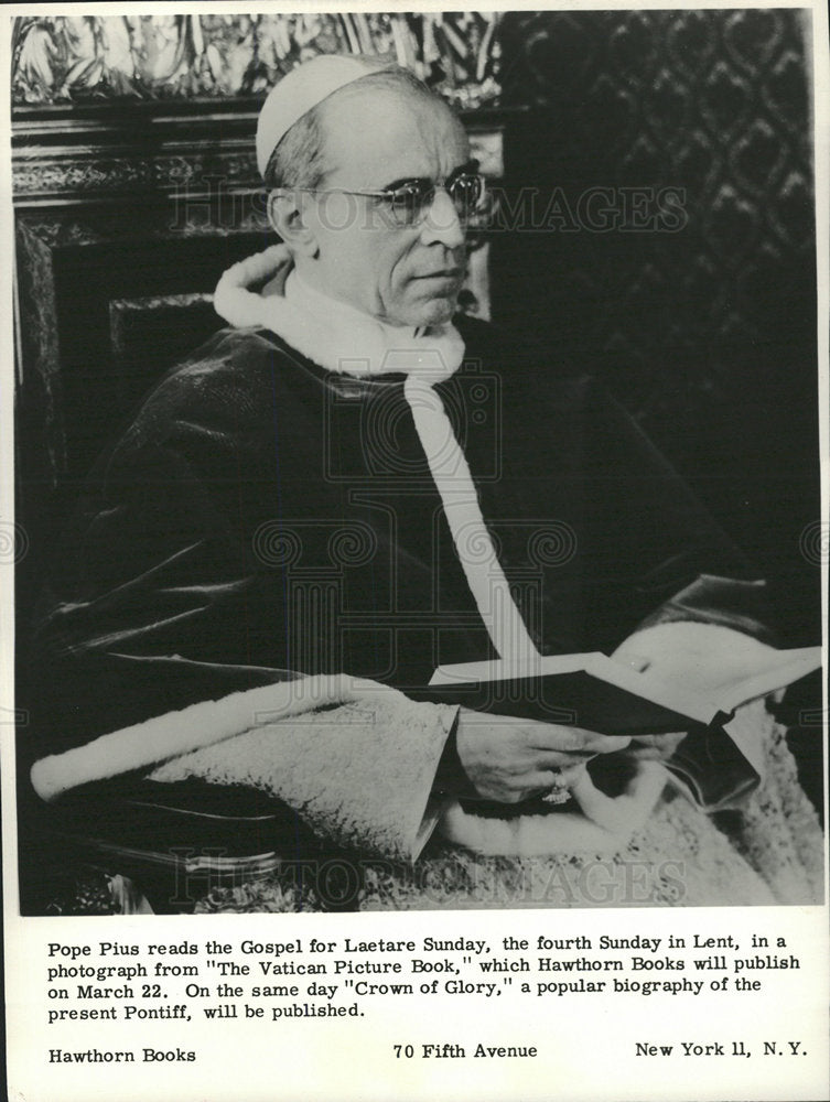 1962 Press Photo Pope Plus XII Gospel Laetare Pontiff - Historic Images