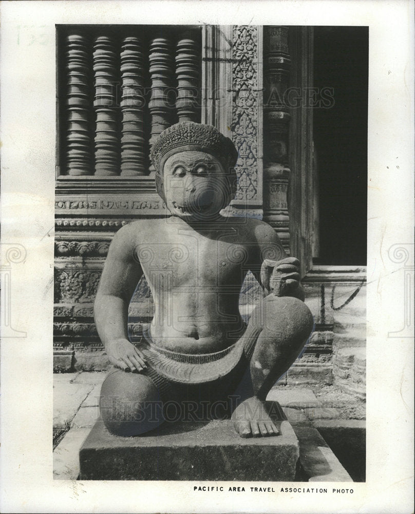 1967 Press Photo The baboon-man statue in Angkor Thom, - Historic Images