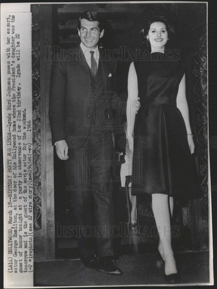 1966Press Photo Lynda Bird Johnson with George Hamilton - Historic Images