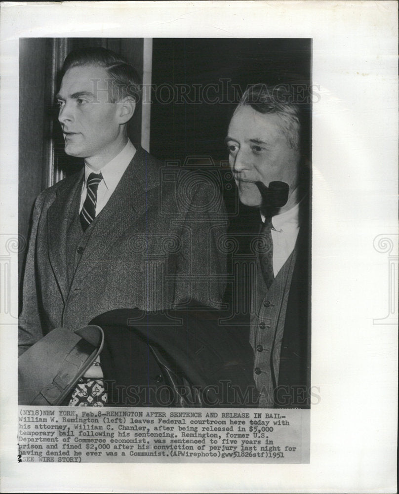 1951 Press Photo William Remington Perjury Conviction - Historic Images