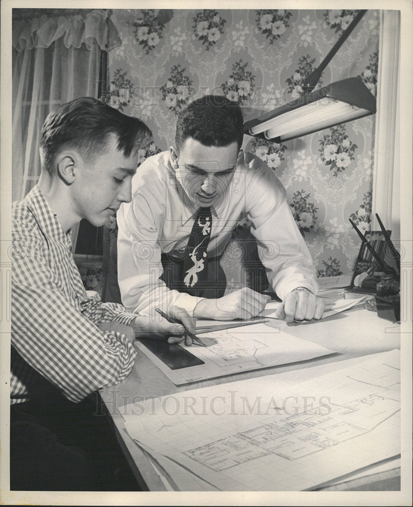 1950 Press Photo Future Architect-Scientist Team - Historic Images