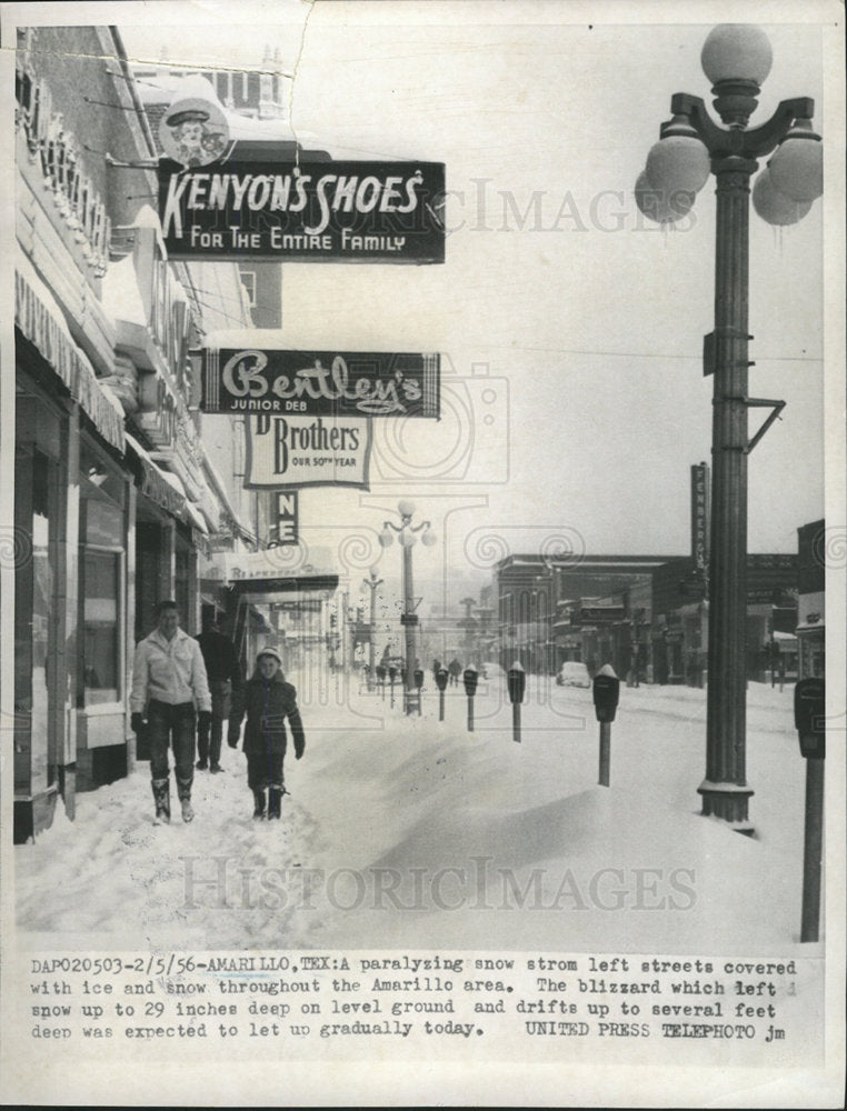 1956 Press Photo  Snow Storm Amarilic Area Texas - Historic Images