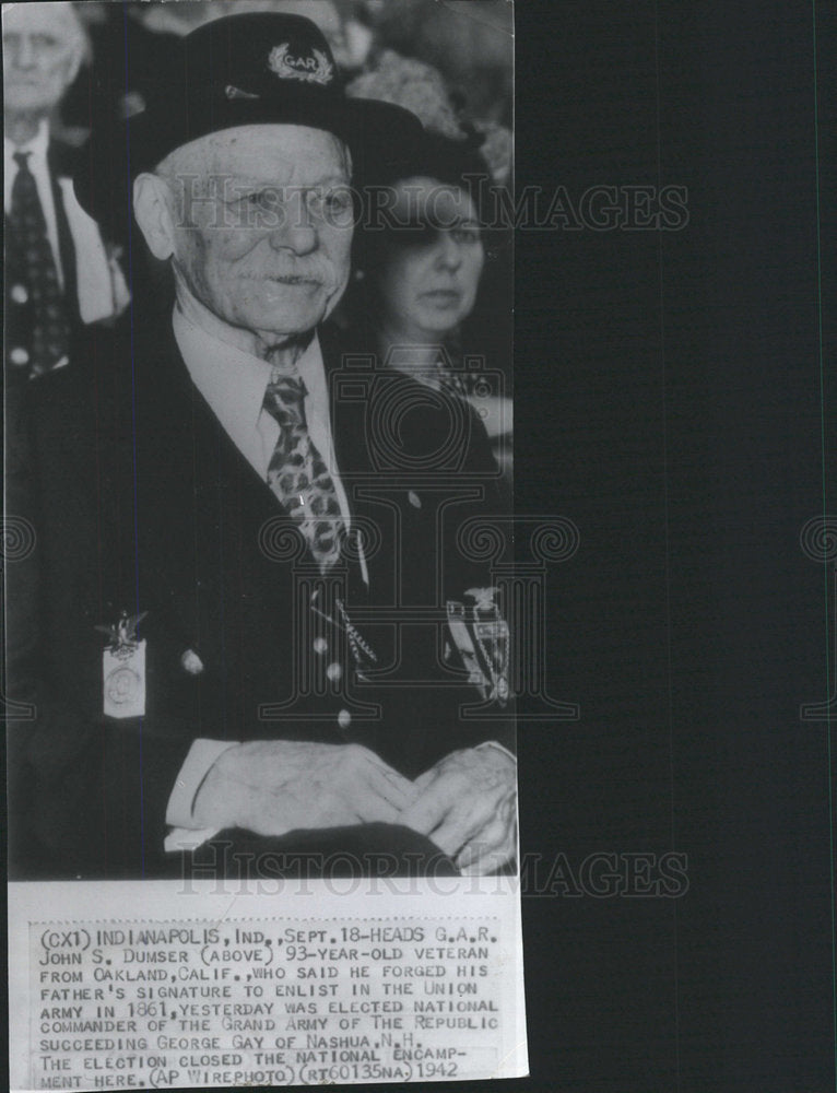 1942 Press Photo 93 year old veteran John S. Dumser - Historic Images