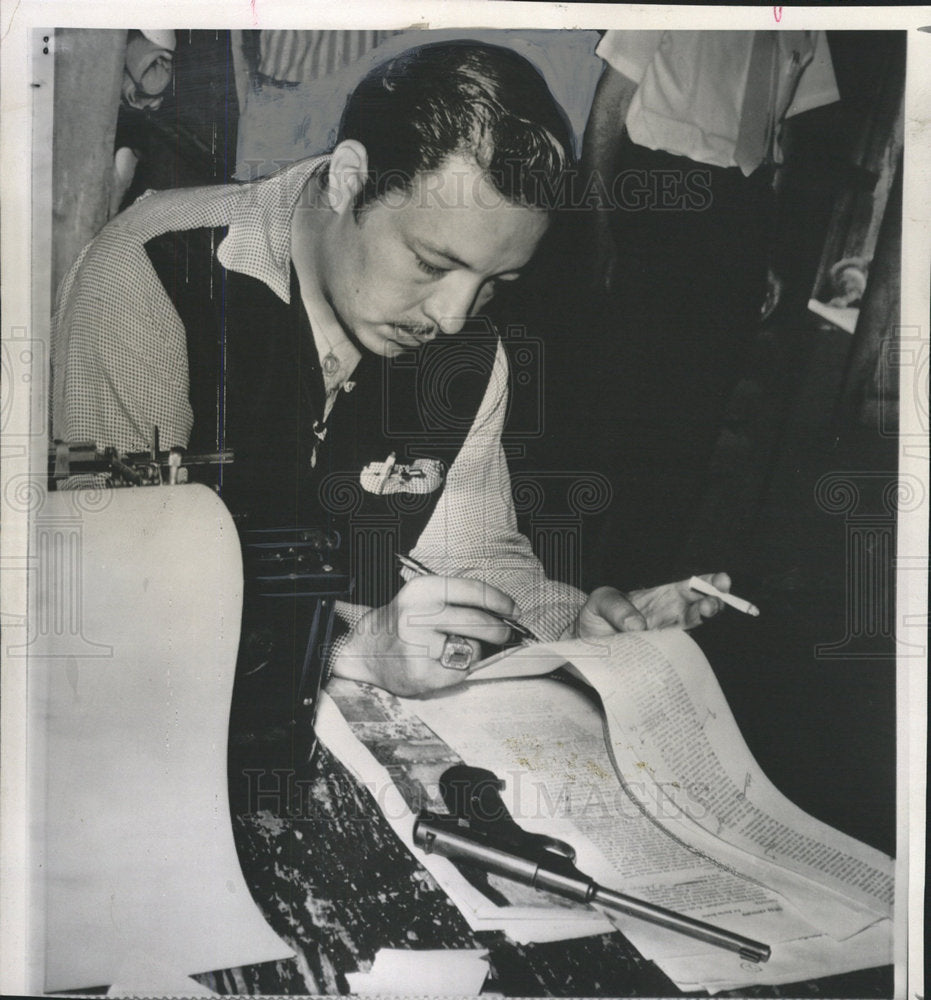 1956 Press Photo Carlos Ortega Continues News Paper - Historic Images