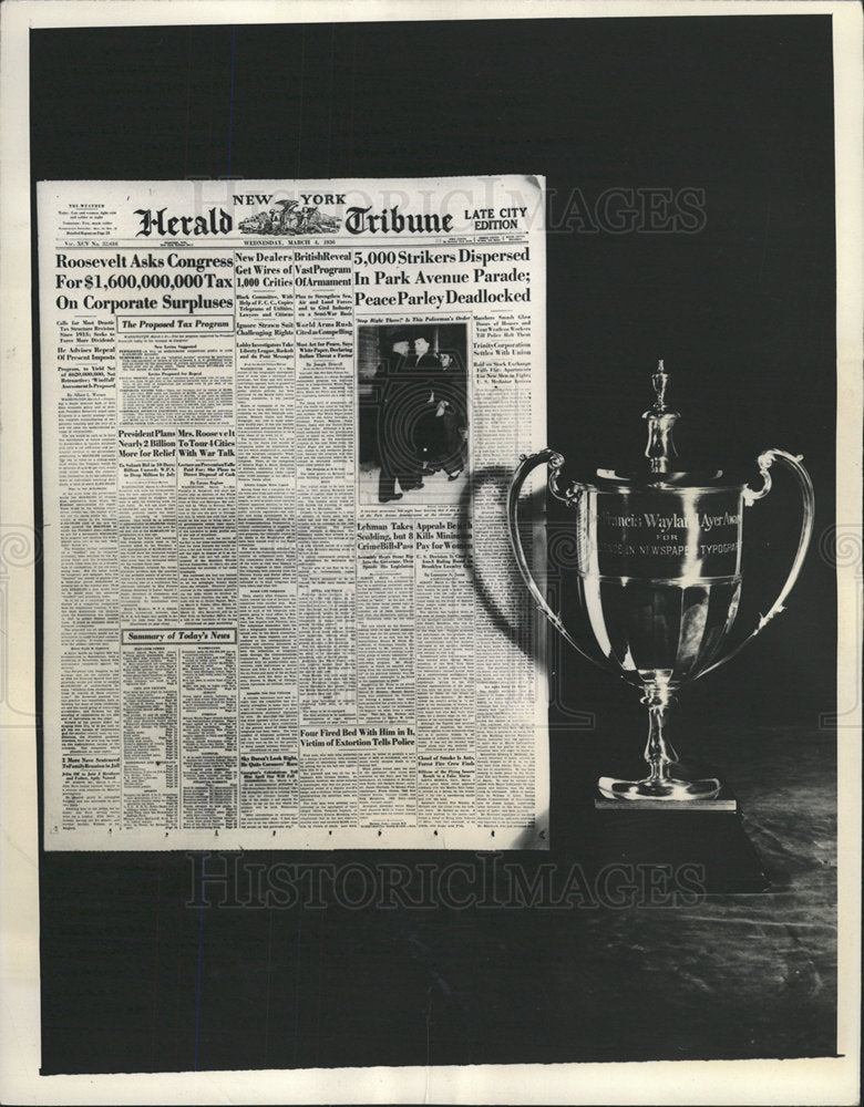 1936 Press Photo NY Paper Typography Herald Tribune - Historic Images