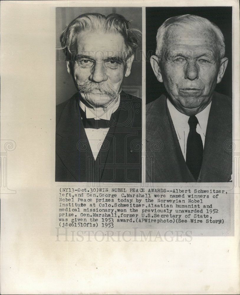 1953 Press Photo Nobel Peace Prize Winners - Historic Images