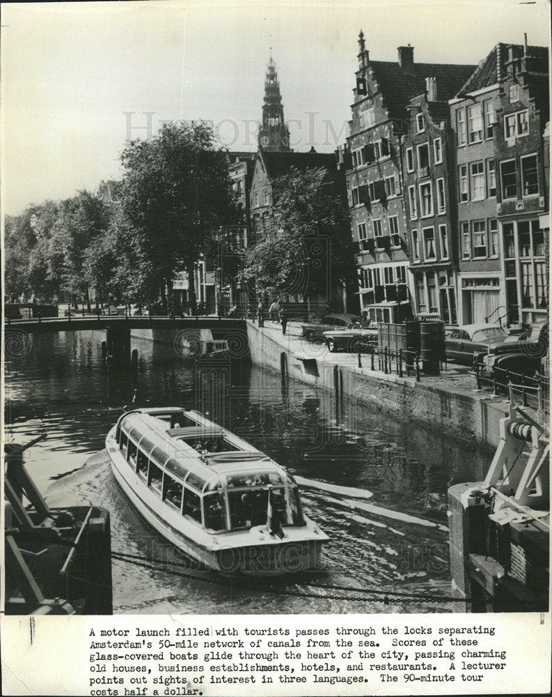 1962 Press Photo Amsterdam Canals motor launch Tourist - Historic Images