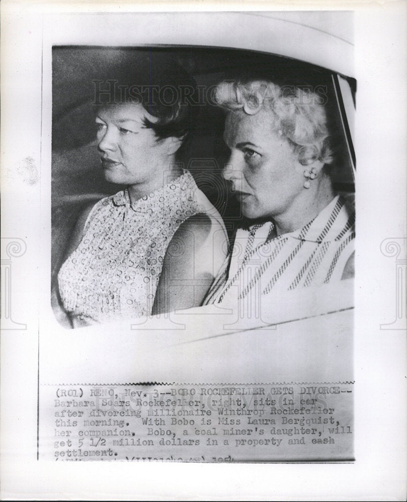 1954 Press Photo Barbara Rockefeller wife Winthrop car - Historic Images