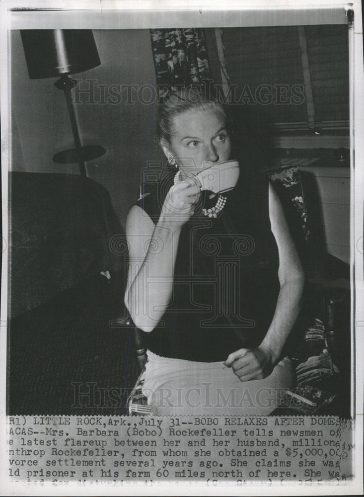 1956 Press Photo Barbara Rockefeller Domestic Fuss Bobo - Historic Images