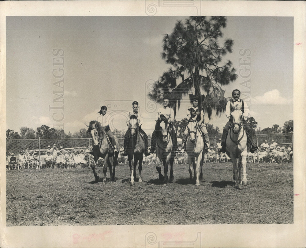 1967 Photo Lipizan Stallions Attempt Courbette Trick - Historic Images