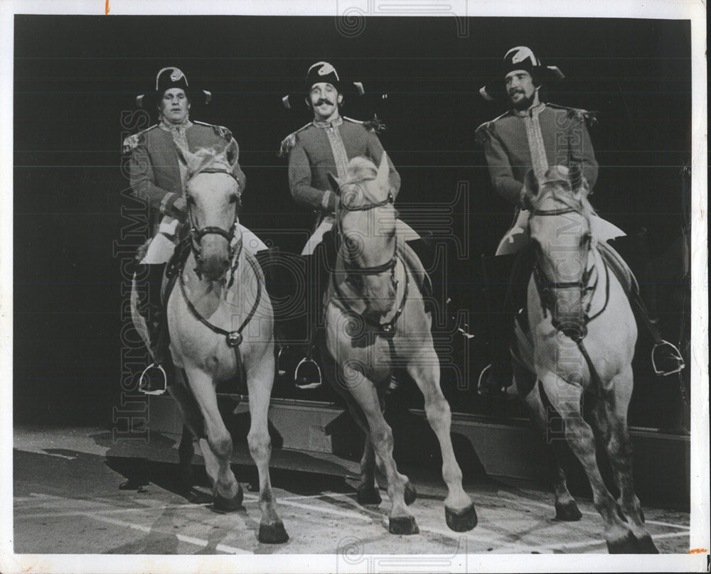 1974 Press Photo Three Lipizzan stallions riders - Historic Images