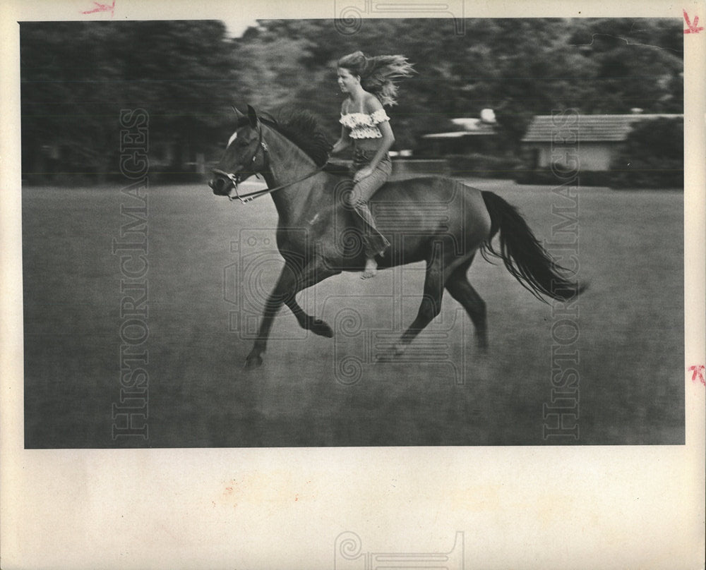 1974 Press Photo Horse Dixie Gallops In The Field - Historic Images