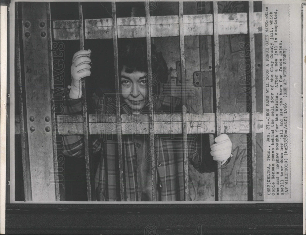 1966 Press Photo Reneau Clay County jail bricks cell - Historic Images