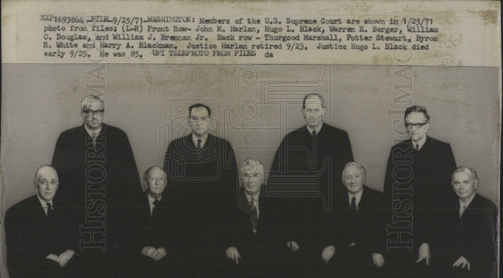 1971 Press Photo members U.S. Supreme Court - Historic Images