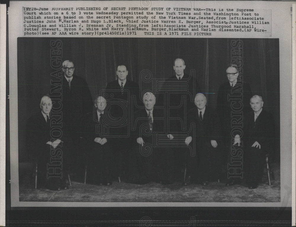 1971 Press Photo Supreme Court Justices Pentagon study - Historic Images