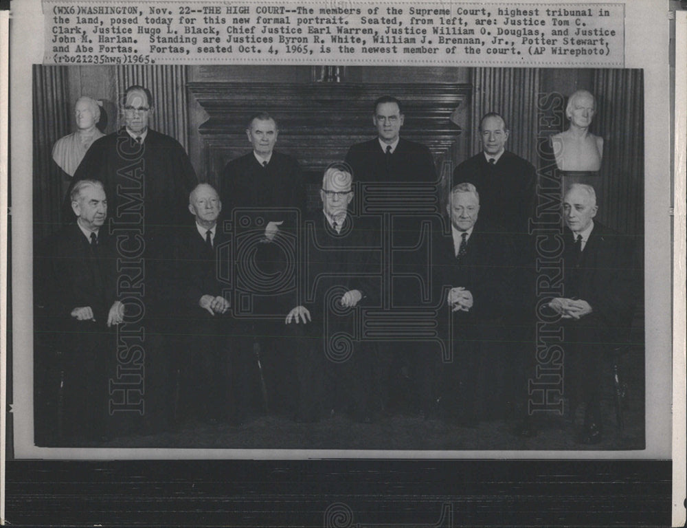 1965 Press Photo Supreme Court Poses For Portrait - Historic Images