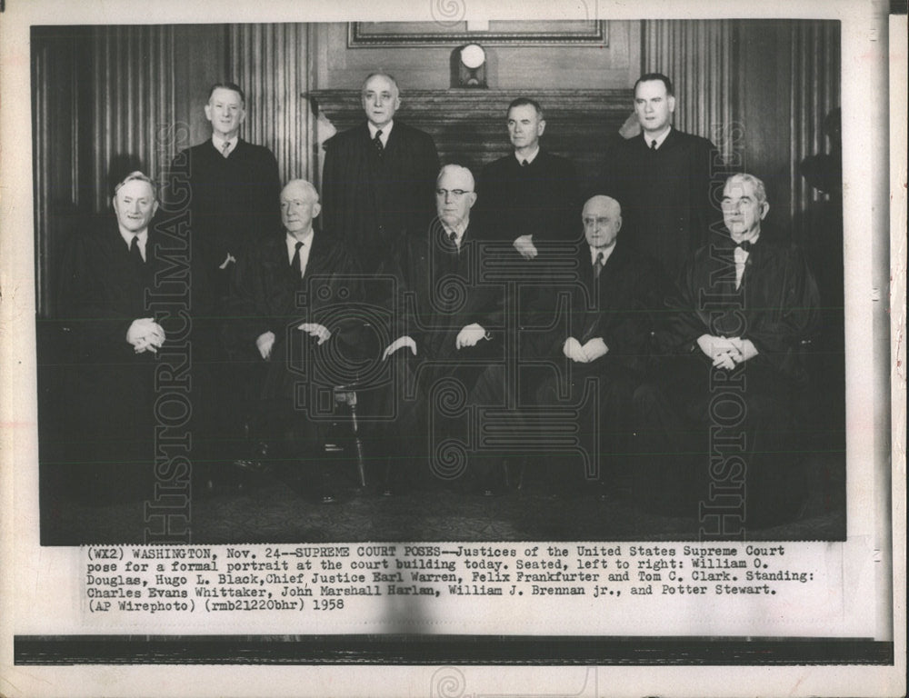 1958 Press Photo United States Supreme Court Justices - Historic Images