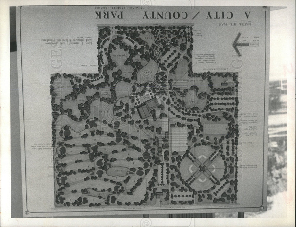 1972 Press Photo Proposed City County Park Map Florida - Historic Images