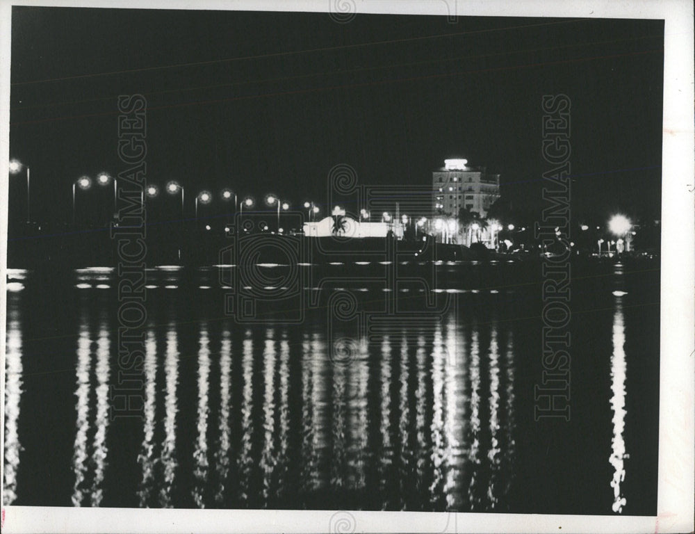 1968 Press Photo Bradenton Waterfront Night Lights - Historic Images