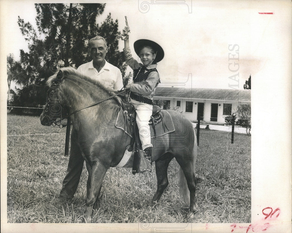 1966 Press Photo Grandfather Gives Six Year Old Pony - Historic Images