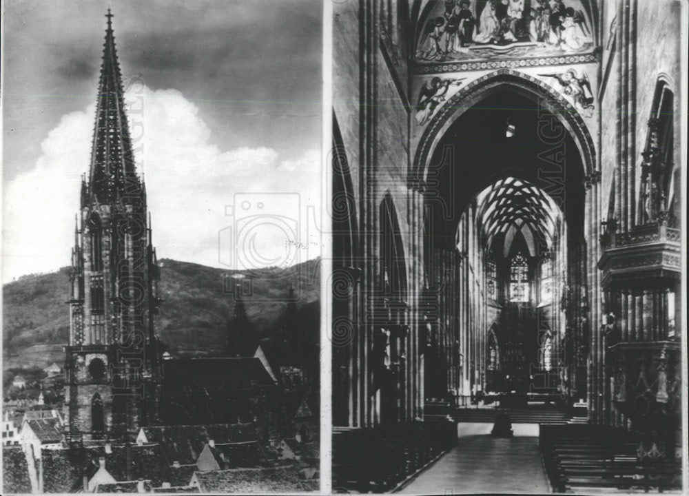 1940 Press Photo Cathedral Bombing Freiburg Germany - Historic Images