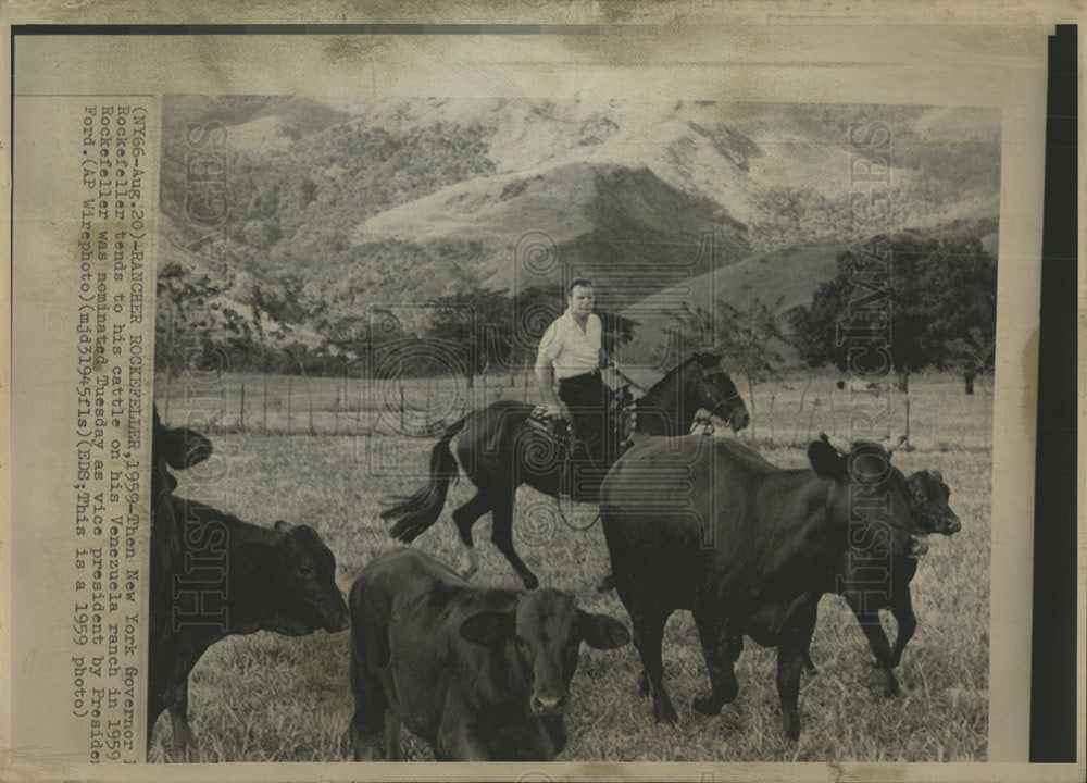 1959 Press Photo Gov Nelson Rockfeller Venezuela Ranch - Historic Images