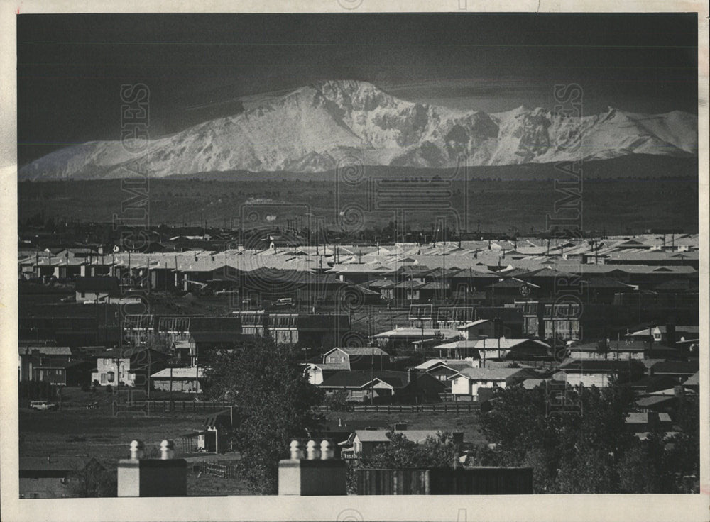 1973 Press Photo Pikes Peak View From Cherry Creek Dam - Historic Images