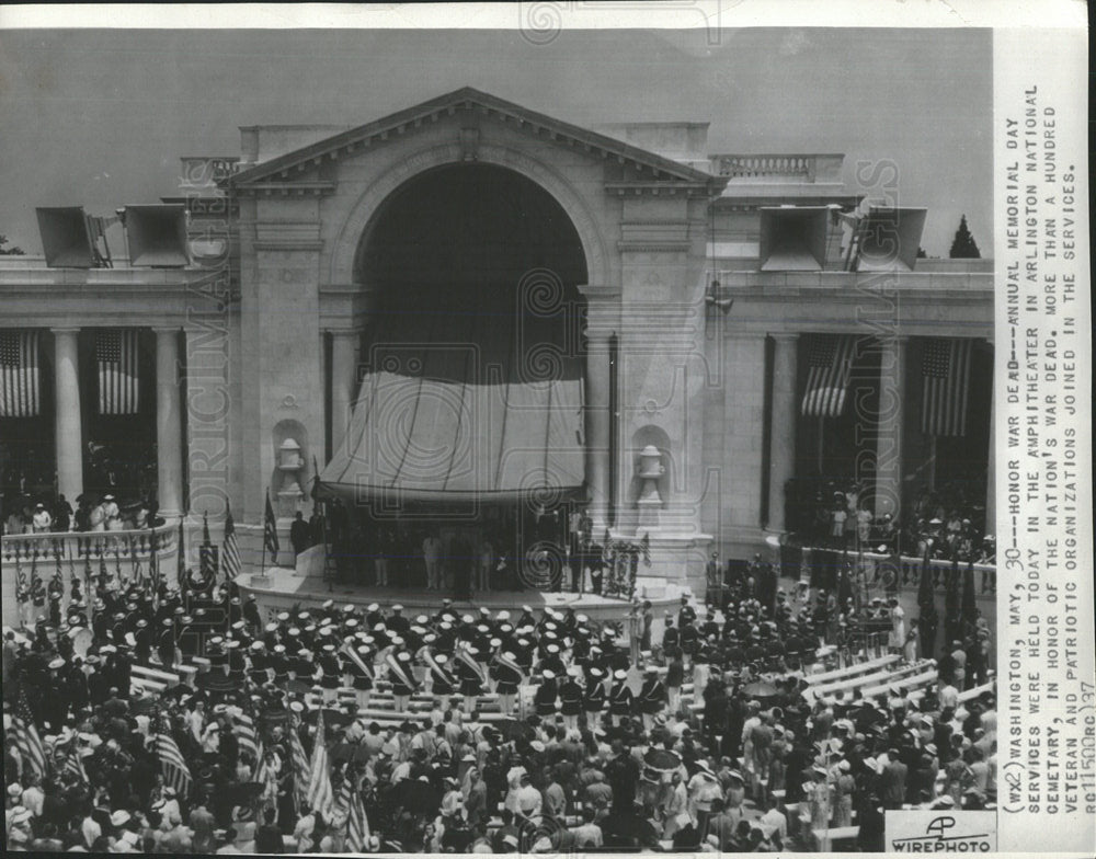 1937 Press Photo Annual Memorial Day Services Arlington - Historic Images