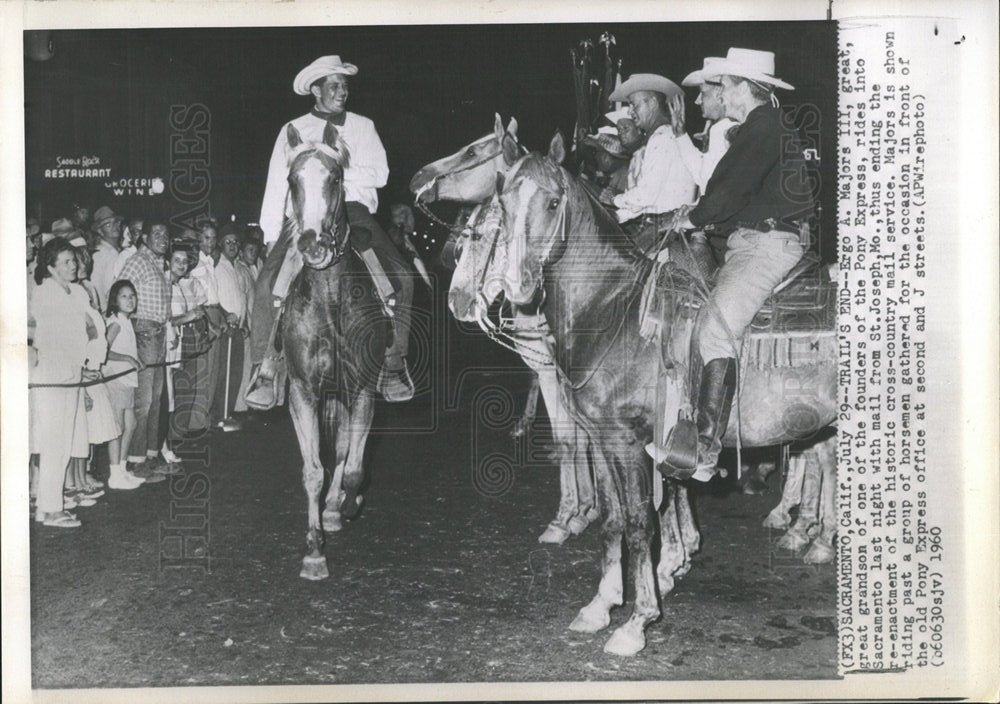 1960 Press Photo Ergo Major Pony Express Sacramento - RRX94097 - Historic Images