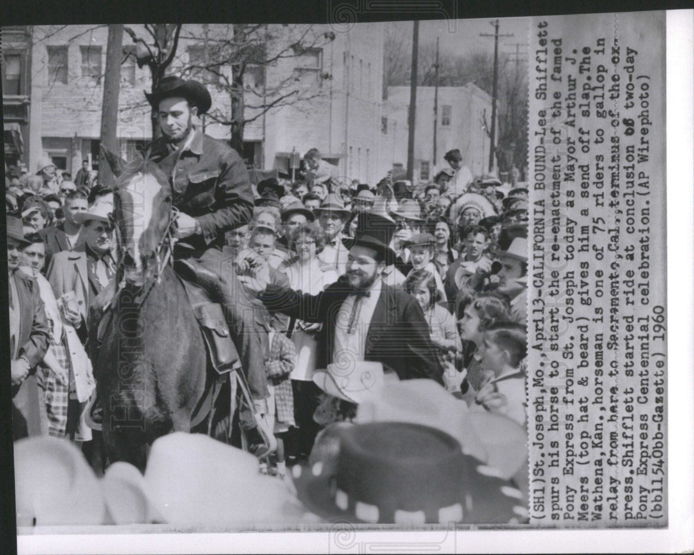 1960 Press Photo Pony Express Re-enactment Missouri - Historic Images