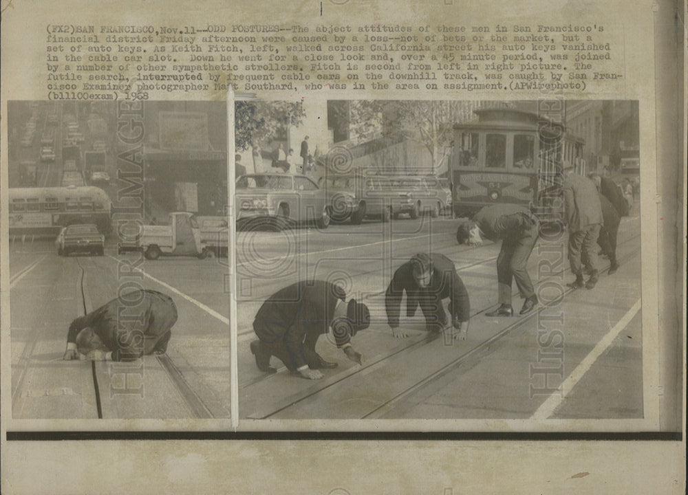 1968 Press Photo San Francisco Cable Car Lost Keys Cali - Historic Images